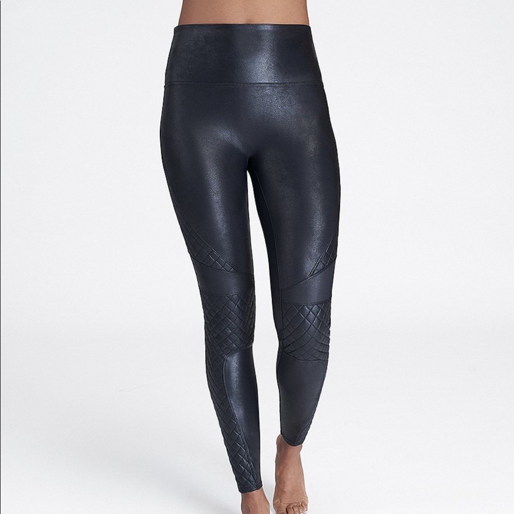 Spanx faux leather quilted leggings